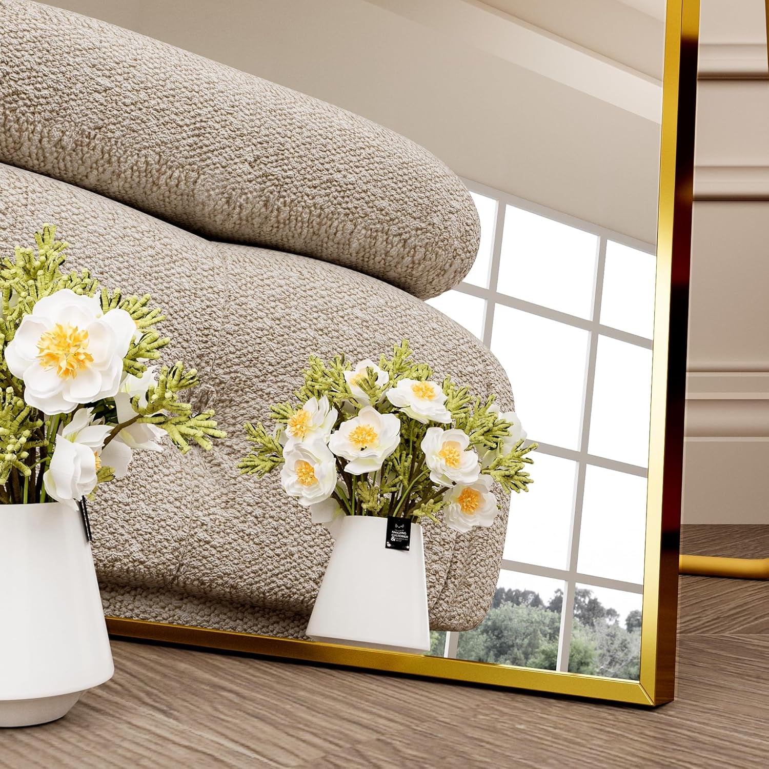 Luxe Reflective Full Length Beauty Mirror - Gold (Squared Edges)