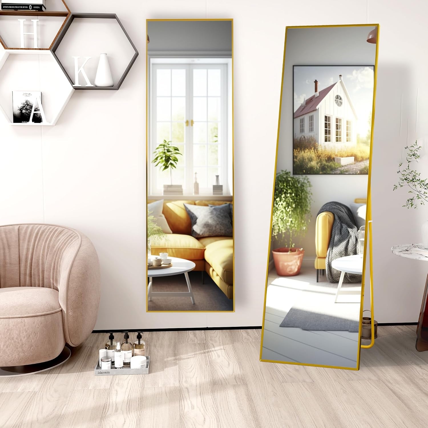 Luxe Reflective Full Length Beauty Mirror - Gold (Squared Edges)